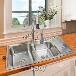 Kitchen Mixer Faucet Brushed Nickel & 2 Sink Soap Dispenser With All Part Set p7