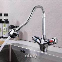 Kitchen Mixer Sink Faucets Cold And Hot Thermostatic Solid Brass Chrome Finished