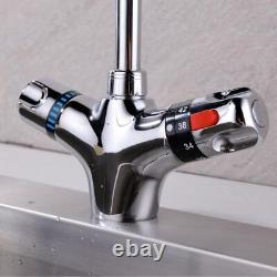 Kitchen Mixer Sink Faucets Cold And Hot Thermostatic Solid Brass Chrome Finished