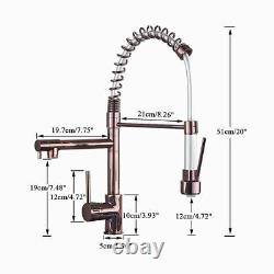 Kitchen Rose Gold Vanity Sink Pull Down Faucet Mixer 1 Handle Deck Mounted Taps
