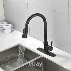 Kitchen Sink Faucet Black Pull Down/Out Sprayer Swivel Single Handle Mixer Taps