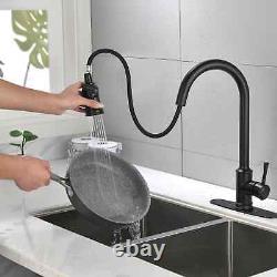Kitchen Sink Faucet Black Pull Down/Out Sprayer Swivel Single Handle Mixer Taps
