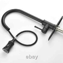 Kitchen Sink Faucet Black Pull Down/Out Sprayer Swivel Single Handle Mixer Taps