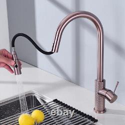 Kitchen Sink Faucet Brushed Bronze Single Handle Pull Down Sprayer Mixer