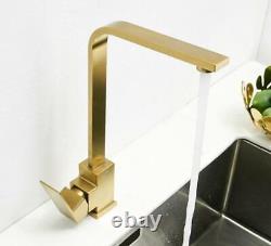Kitchen Sink Faucet Hot Cold Tap Mixer Swivel Spout Single Handle Deck Mount Tap