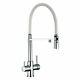 Kitchen Sink Faucet Pull Down Sprayer 3 Way Deck Mount Industrial Hot Cold Mixer