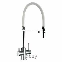 Kitchen Sink Faucet Pull Down Sprayer 3 Way Deck Mount Industrial Hot Cold Mixer
