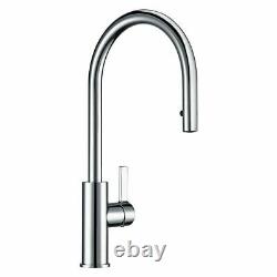Kitchen Sink Faucet Pull Down Sprayer Brushed Chrome Deck Mounted Hot Cold Mixer