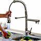 Kitchen Sink Faucet Pull Down Sprayer Brushed Nickel LED Swivel Spout Mixer Tap