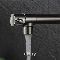 Kitchen Sink Faucet Pull Down Sprayer Brushed Nickel LED Swivel Spout Mixer Tap