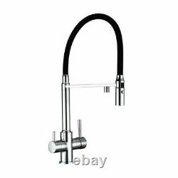 Kitchen Sink Faucet Pull Down Sprayer Deck Mount Hot Cold Tap Mixer Dual Handle