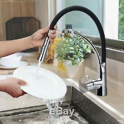 Kitchen Sink Faucet Pull Down Sprayer Mixer Tap 360 Swivel Spout Black Chrome
