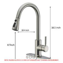 Kitchen Sink Faucet Pull Down Sprayer Single Handle Brushed Nickel Mixer Tap