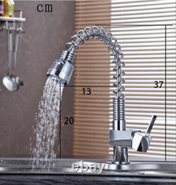Kitchen Sink Faucet Pull Out Mixer Hot Cold Tap Dual Nozzle Head Bathroom Chrome
