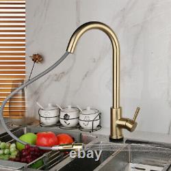 Kitchen Sink Faucet Pull Out Sprayer Swivel Mixer Touch Sensor Taps Brushed Gold