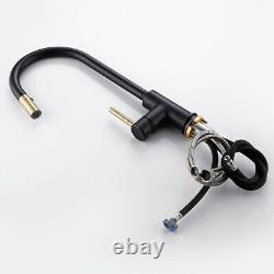 Kitchen Sink Faucet Pull Out Sprayer Tap 360 Rotatable Black Matte Deck Mounted