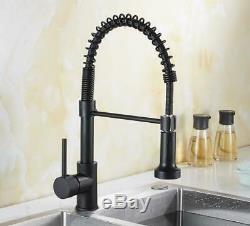 Kitchen Sink Faucet Single Handle Pull Down Sprayer Black 2Modes Mixer Tap Brass