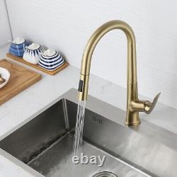 Kitchen Sink Faucet Single Handle Single Hole Swivel Pull Out Sprayer Mixer Tap