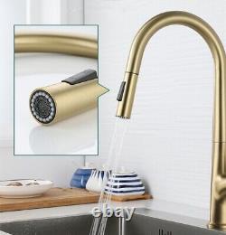 Kitchen Sink Faucet Single Handle Single Hole Swivel Pull Out Sprayer Mixer Tap