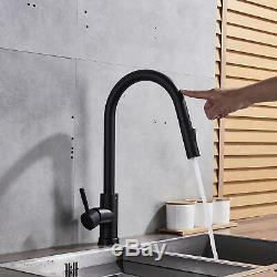Kitchen Sink Faucet Smart Touch Sensor Pull Out Sprayer Matt Black Mixer Tap1