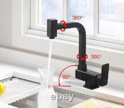 Kitchen Sink Faucet Swivel Mixer Hot Cold Spout Tap Bathroom Folding Deck Mount