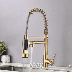 Kitchen Sink Faucet Swivel Single Handle Pull Down Sprayer Stainless Steel