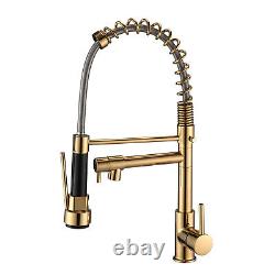 Kitchen Sink Faucet Swivel Single Handle Pull Down Sprayer Stainless Steel