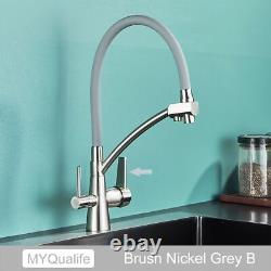 Kitchen Sink Faucet Tap Pure Water Filter Mixer Crane Dual Handles Hot And Cold
