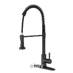 Kitchen Sink Faucet with Pull Out Sprayer Hot&Cold Water Mixer Tap Matte Black