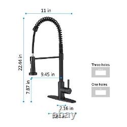 Kitchen Sink Faucet with Pull Out Sprayer Hot&Cold Water Mixer Tap Matte Black