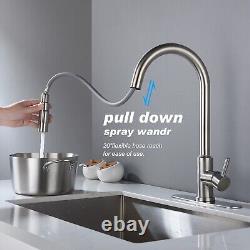 Kitchen Sink Faucet with Sprayer Pull Down Mixer Tap -Automatic Tap Brush Nickel