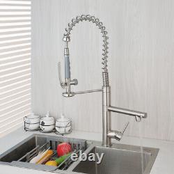 Kitchen Sink Mixer Deck Mounted 360°Swivel Pull Down Taps Black/Chrome Faucet
