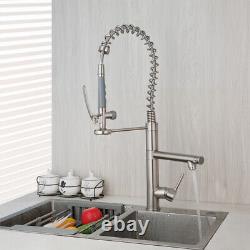 Kitchen Sink Mixer Deck Mounted 360°Swivel Pull Down Taps Black/Chrome Faucet