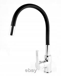 Kitchen Sink Mixer Silver Black Ceramic Stand Mounting Swivel Spout Faucet Kit