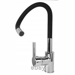 Kitchen Sink Mixer Silver Black Ceramic Stand Mounting Swivel Spout Faucet Kit