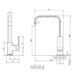 Kitchen Sink Mixer Tap 200mm Squareline Faucet Matte Black Phoenix 152-7340-10