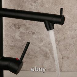 Kitchen Sink Swivel Spout Pull Out Spring Sprayer 2 Way Mixer Faucet Tap Black