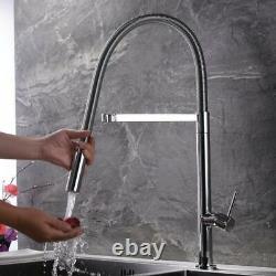 Kitchen Sink Tap Hot Cold Mixer Bathroom Swivel Spring Spout Faucet Brass Chrome
