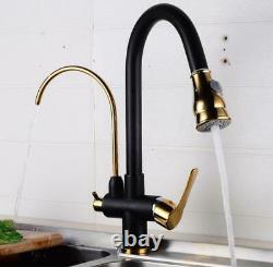 Kitchen Sink Tap Mixer Hot Cold Bathroom Faucet Pull Out Swivel Two Pipe Spout