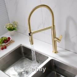 Kitchen Sink Tap Pull Down Spray Hot Cold Mixer Faucet Swivel Brushed Gold Brass