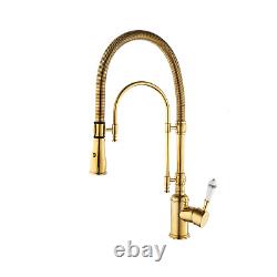 Kitchen Swivel Spout Spring Pull Down Spray Sink Mixer Tap Faucet Deck Mounted