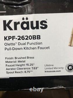 Kraus KPF-2620BB Oletto Single Handle Pull-Down Kitchen Faucet Brushed Brass
