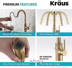 Kraus Oletto KPF-2620BB Pull Down Kitchen Faucet in Brushed Brass