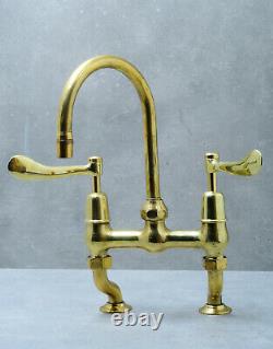 LARGE SURGEON LEVER VINTAGE MIXER TAP belfast sink faucet antique brass