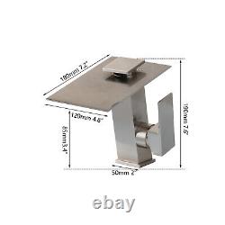 LED Bathroom Brushed Nickel Basin Faucet Brass Deck Mounted Mixer Sink Water Tap