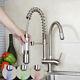 LED Brushed Nickel Kitchen Sink Basin Faucet Pull Down Swivel Spray Mixer Taps