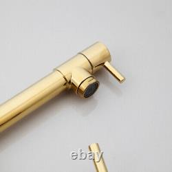LED Gold Kitchen Faucet Sink Pull Down 360°Swivel Mixer Taps Brass Deck Mount