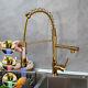 LED Gold Kitchen Faucet Sink Pull Down Swivel Mixer Brass Tap Single Handle