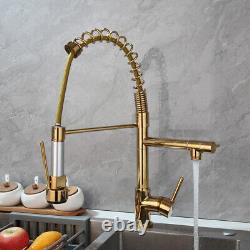 LED Gold Kitchen Faucet Sink Pull Down Swivel Mixer Brass Tap Single Handle