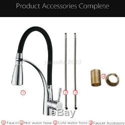 LED Kitchen Taps Pull Out Spray Basin Mixer Sink Tap Chrome Black Modern Faucet